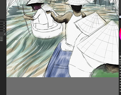 Illustration process of the Mekong Delta, Vietnam!