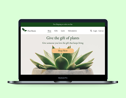 Pure Roots Landing page