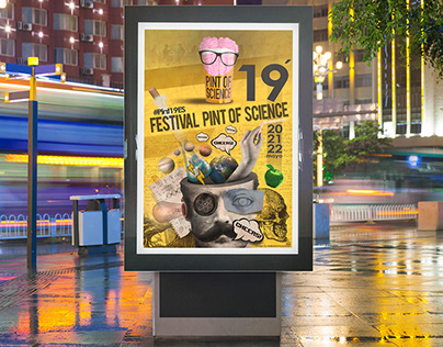 Diseño cartel Festival Pint Of Science España 2019.