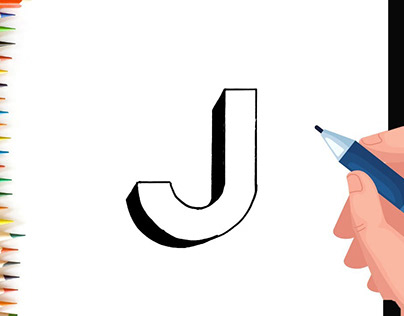 How To Draw 3D Letter J - Anamorphic Illusion