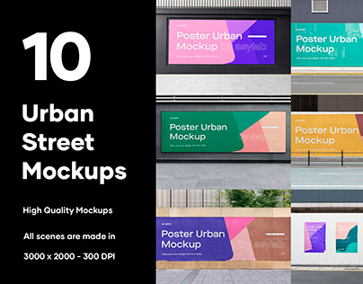 10 Urban Poster Street Mockups - PSD