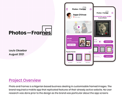 Photos and Frames: Mobile App - UI/UX Case Study