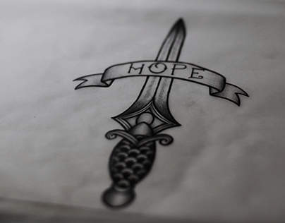 oldschool dagger tattoo