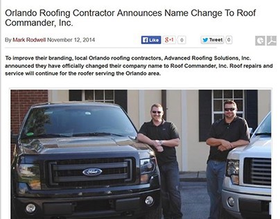 Roofing Company Serving Orlando Changes Name