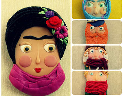 Polymer clay brooches