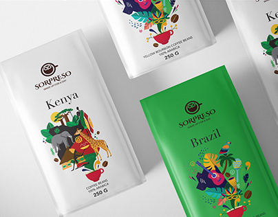 Authentic Kenya & Brazil coffee package design