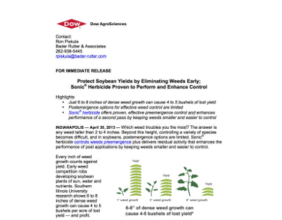 News Release Writing - Dow AgroSciences