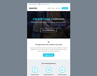 Mantos, Responsive Email with Template Editor