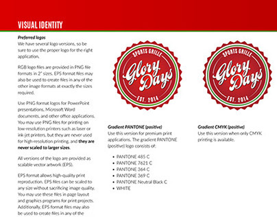Glory Days Sports Grille Brand Guidelines