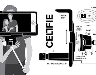 Instructional Illustrations / design for Cellfie Stick