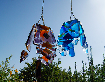 Fused glass hanging bells