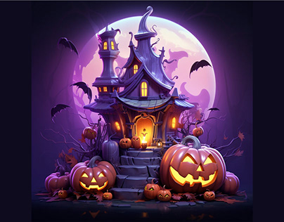 Halloween pumpkin with ghosts