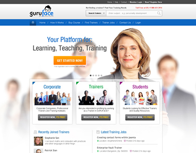 guruface homepage concept design