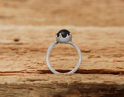 Silver ring with Tahitian pearl
