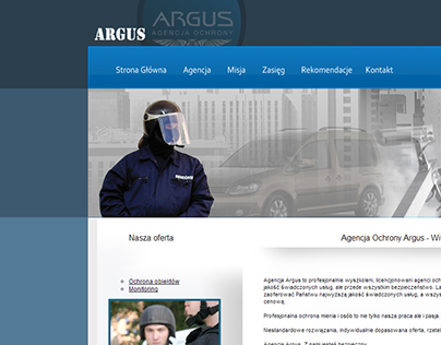 Projekt strony dla firmy Argus