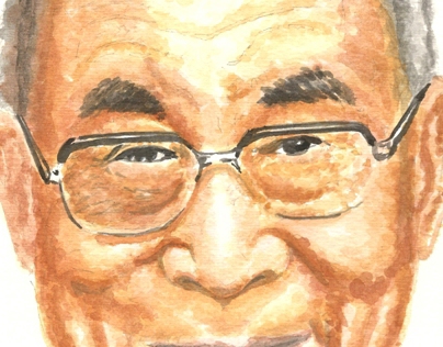 Dalai Lama Watercolor Portrait
