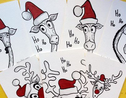 hand illustrated xmas cards