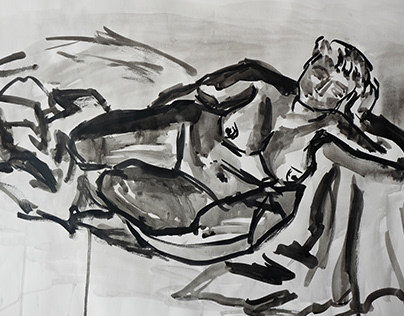 Figure drawing with ink