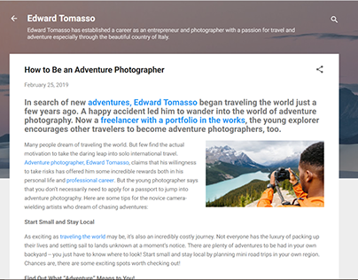 How to Be an Adventure Photographer - Edward Tomasso