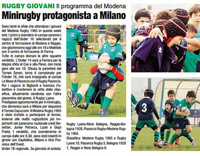 Rassegna stampa Modena Rugby 1965 - articolo giovanili