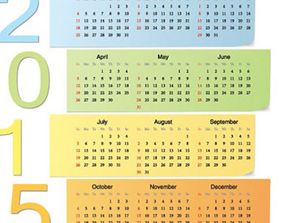 colorful Sticky notes 2015 Vector calendar