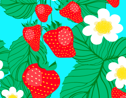 Strawberries continuous pattern