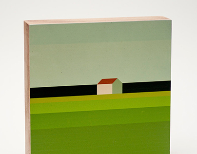 Landschaft mit Haus (print on wood blocks)
