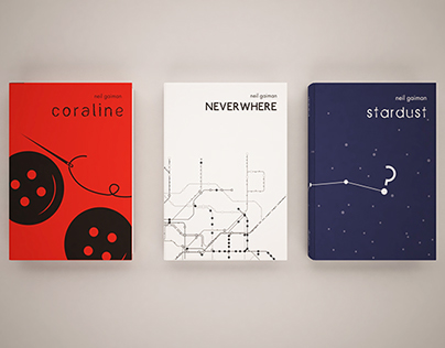Minimalistic book covers for Neil Gaiman's novels