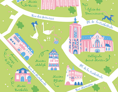 Welcome to Colmar. Illustrated map of Colmar Old Town