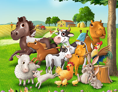 HAPPY ANIMALS IN THE FARM