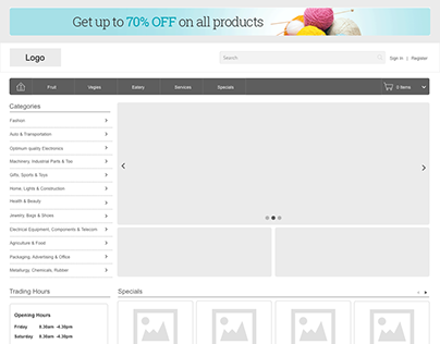 Shopping Store UX (Wireframes)