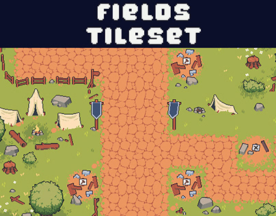 Free Fields Tileset Pixel Art for Tower Defense