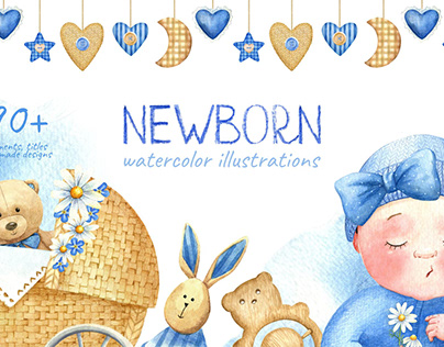 Newborn watercolor clipart