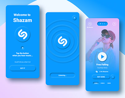 Shazam Neumorphism Mobile App Design