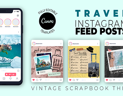 Project thumbnail - Vintage Scrapbook Themed Travel Instagram Posts