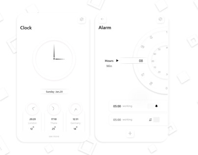 Set alarm and clock screen with temperature.
