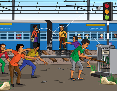 Indian Railways- Damaging Rail Property - Illustrations