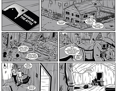 "The Last Township" comic pages (CW: drug use)