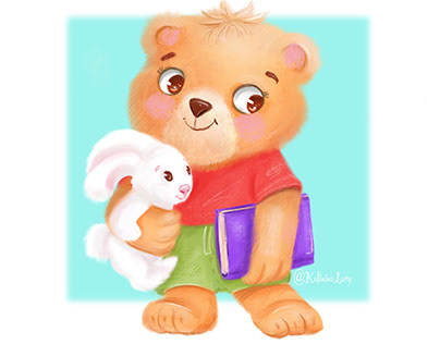 Character design "Bear and toy bunny"