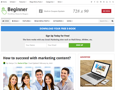 Beginner WordPress Affiliate Marketing Bloggers Theme
