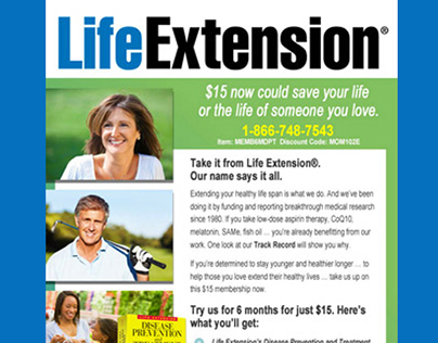 Email Marketing Designs for Life Extension Foundation