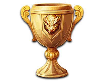 Golden Chalice with Dragon Etched Symbol - Game Asset