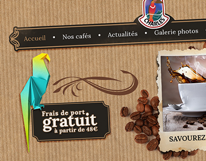 Webdesign for a coffee website.