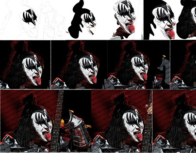 Gene Simmons rock icon realistic digital illustration
