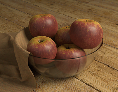 Apple Bowl - Blender cloth physics + rigid bodies