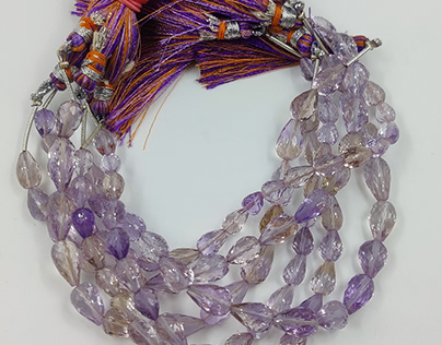 Purple Ametrine Teardrop Briolette Gemstone Beads
