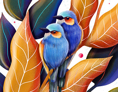 Birds illustration for wedding invitation