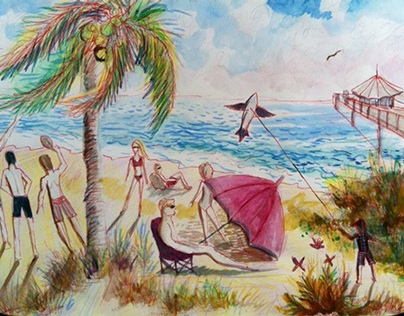 Beach Art: drawings, and watercolors