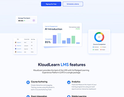 E-learning landing page design