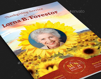  Sunflower Funeral Program Template 
